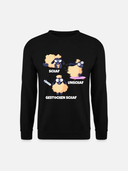 Schaf Unschaf Gestochen Schaf Wortspiel - Unisex Pullover - Schwarz