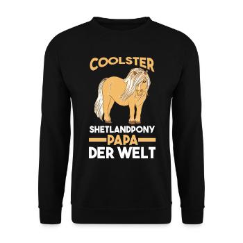 Pferde Papa Vater Vatertag Shetlandpony Pferd Rei - Unisex Pullover - Schwarz - Vorne - Alina (178cm) & Michal (187cm)