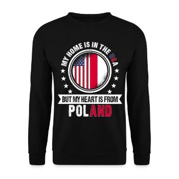 Drapeau polonais américain Cœur de Pologne Patriot - Sweat-shirt Unisexe - noir - Devant - Alina (178cm) & Michal (187cm)
