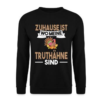 Truthahn Bauer Landwirt Truthähne - Unisex Pullover - Schwarz - Vorne - Alina (178cm) & Michal (187cm)
