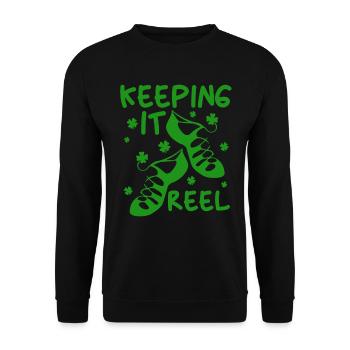 Irland Tanzen Stepptanz Keep It Reel Girls - Unisex Pullover - Schwarz - Vorne - Alina (178cm) & Michal (187cm)