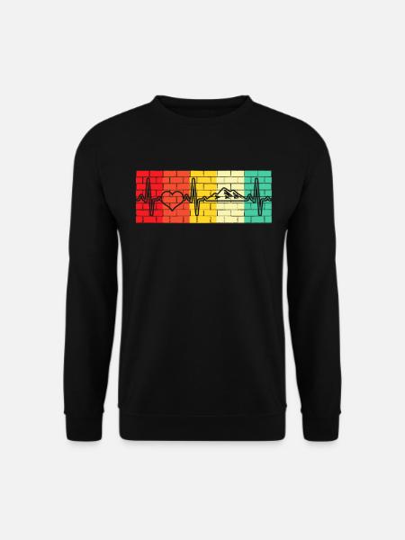 Berg Berge Herzschlag Retro - Unisex Pullover - Schwarz