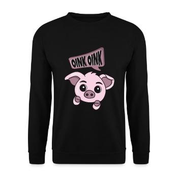 Süßes, kleines Schweinchen Oink Schwein Bauernhof - Unisex Pullover - Schwarz - Vorne - Alina (178cm) & Michal (187cm)