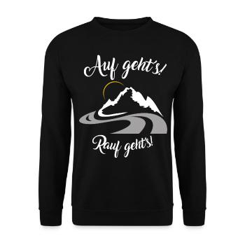 Motoradfahrer Geschenk mit Spruch - Unisex Pullover - Schwarz - Vorne - Alina (178cm) & Michal (187cm)