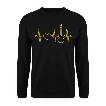 E Gitarre Herzschlag - Unisex Pullover - Schwarz - Vorne - Alina (178cm) & Michal (187cm)