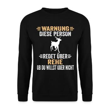 Tierschützer Rehe Reh - Unisex Pullover - Schwarz - Vorne - Alina (178cm) & Michal (187cm)