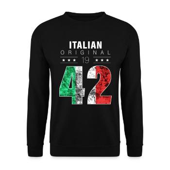 Italian Original 1942 80 birthday Italy flag - Unisex Sweatshirt - black - Front - Alina (178cm) & Michal (187cm)