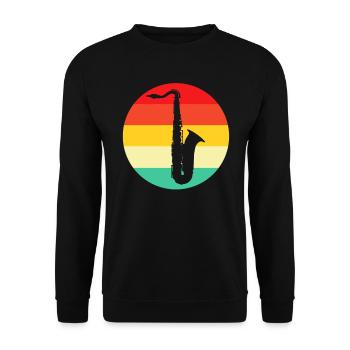 Saxophon Retro - Unisex Pullover - Schwarz - Vorne - Alina (178cm) & Michal (187cm)