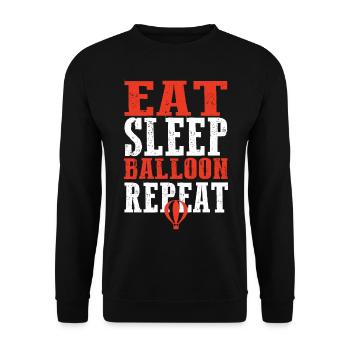 Eat Sleep Balloon Repeat - Unisex Pullover - Schwarz - Vorne - Alina (178cm) & Michal (187cm)
