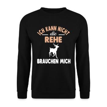 Wald Waldbewohner Reh - Unisex Pullover - Schwarz - Vorne - Alina (178cm) & Michal (187cm)