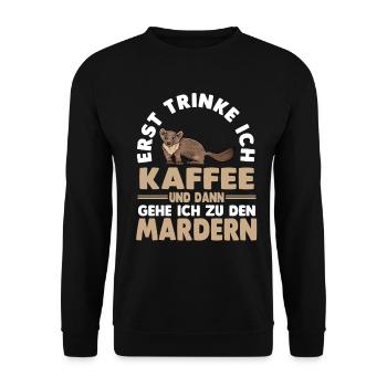 Kaffee Marder - Unisex Pullover - Schwarz - Vorne - Alina (178cm) & Michal (187cm)