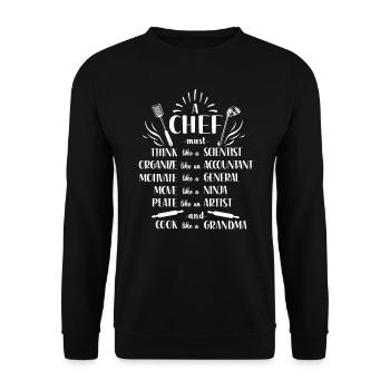 Cuisine Cuisine Chef Un Chef - Sweat-shirt Unisexe - noir - Devant - Alina (178cm) & Michal (187cm)