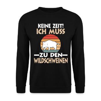 Wildschwein - Unisex Pullover - Schwarz - Vorne - Alina (178cm) & Michal (187cm)