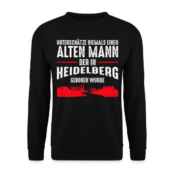 Heidelberg | Lustiges alte Männer Sprüche Geschenk - Unisex Pullover - Schwarz - Vorne - Alina (178cm) & Michal (187cm)
