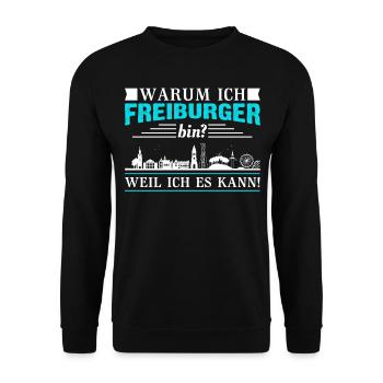 Freiburg | Lustiges Freiburger Sprüche Geschenk - Unisex Pullover - Schwarz - Vorne - Alina (178cm) & Michal (187cm)