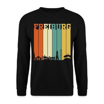 Freiburg Skyline - Unisex Pullover - Schwarz - Vorne - Alina (178cm) & Michal (187cm)