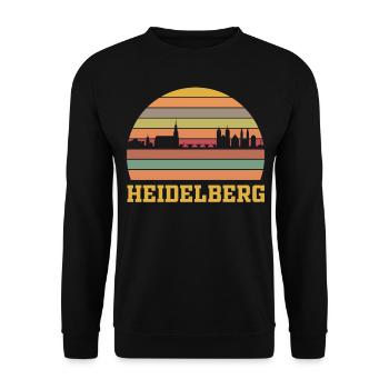 Heidelberg Stadt Skyline Retro Style - Unisex Pullover - Schwarz - Vorne - Alina (178cm) & Michal (187cm)