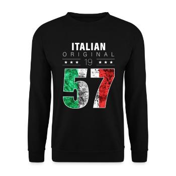 Italian Original 1957 65 birthday Italy flag - Unisex Sweatshirt - black - Front - Alina (178cm) & Michal (187cm)