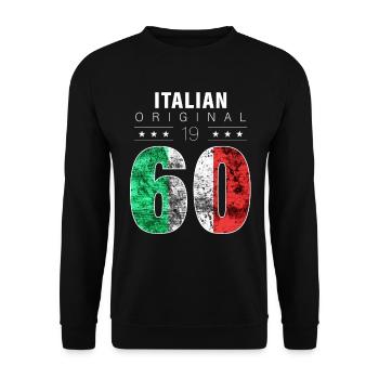 Italian Original 1960 62 Birthday Italy Flag - Unisex Sweatshirt - black - Front - Alina (178cm) & Michal (187cm)