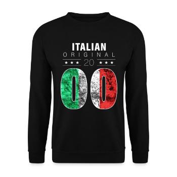 Italian Original 2000 22 Birthday Italy Flag - Unisex Sweatshirt - black - Front - Alina (178cm) & Michal (187cm)
