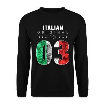 Original italien 2003 19 Anniversaire Italie Drapeau - Sweat-shirt Unisexe - noir - Devant - Alina (178cm) & Michal (187cm)