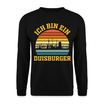 Retro Duisburg - Unisex Pullover - Schwarz - Vorne - Alina (178cm) & Michal (187cm)
