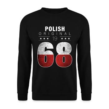 Polish Original 1968 54 Geburtstag Polen Flagge - Unisex Pullover - Schwarz - Vorne - Alina (178cm) & Michal (187cm)