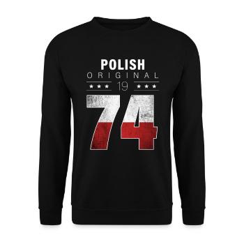 Polish Original 1974 48 Geburtstag Polen Flagge - Unisex Pullover - Schwarz - Vorne - Alina (178cm) & Michal (187cm)