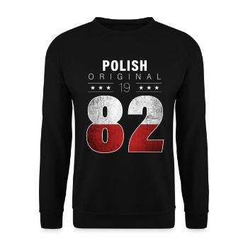 Polish Original 1982 40 Geburtstag Polen Flagge - Unisex Pullover - Schwarz - Vorne - Alina (178cm) & Michal (187cm)