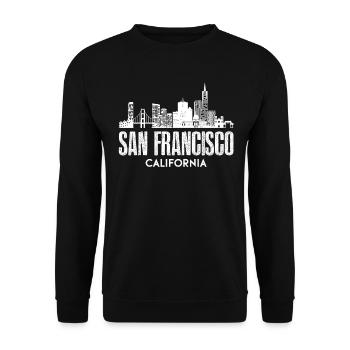 San Francisco Kalifornien Brücke Skyline Geschenk - Unisex Pullover - Schwarz - Vorne - Alina (178cm) & Michal (187cm)