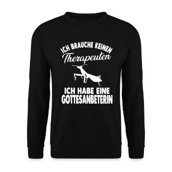 Gottesanbeterin - Unisex Pullover - Schwarz - Vorne - Alina (178cm) & Michal (187cm)