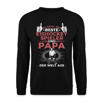 Eishockey Papa Eishockey Spieler Papa - Unisex Pullover - Schwarz - Vorne - Alina (178cm) & Michal (187cm)