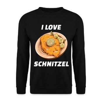 I Love Schnitzel Wiener Schnitzel - Unisex Sweatshirt - black - Front - Alina (178cm) & Michal (187cm)