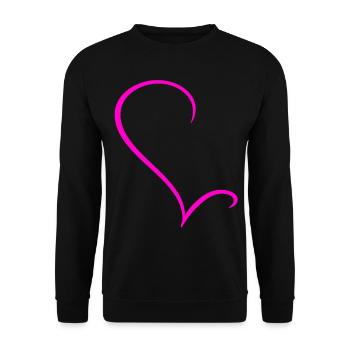 Halbes Pinkes Herz - Unisex Pullover - Schwarz - Vorne - Alina (178cm) & Michal (187cm)