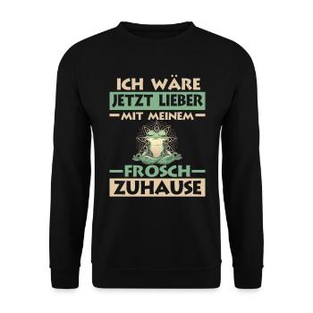 Frosch Frösche - Unisex Pullover - Schwarz - Vorne - Alina (178cm) & Michal (187cm)