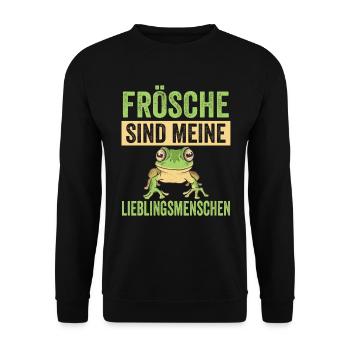 Frösche Frosch - Unisex Pullover - Schwarz - Vorne - Alina (178cm) & Michal (187cm)