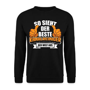 Beruf & Arbeit Arbeitskleidung | Kanalreiniger - Unisex Pullover - Schwarz - Vorne - Alina (178cm) & Michal (187cm)