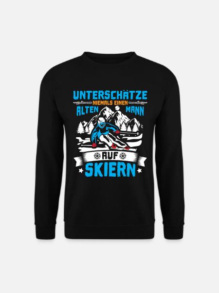Skifahren Alter Mann auf Skiern - Unisex Pullover - Schwarz