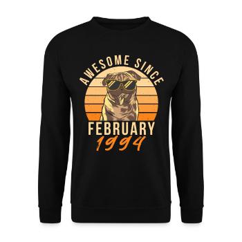 1994 Februar Vintage Geschenkidee - Unisex Pullover - Schwarz - Vorne - Alina (178cm) & Michal (187cm)