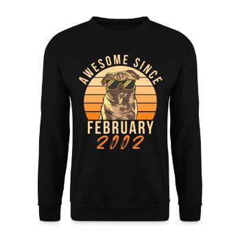2002 Februar Retro Geschenkidee - Unisex Pullover - Schwarz - Vorne - Alina (178cm) & Michal (187cm)