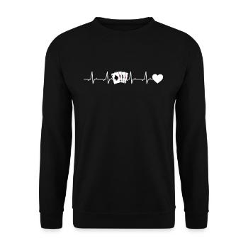 Poker Mädchen Poker Heartbeat Poker Karten Spieler - Unisex Pullover - Schwarz - Vorne - Alina (178cm) & Michal (187cm)