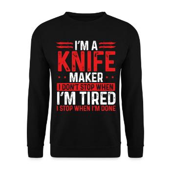 Knife Collecting Bladesmith Knife Maker Knives - Unisex Sweatshirt - black - Front - Alina (178cm) & Michal (187cm)