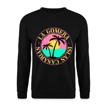 La Gomera Sommer Sonne Strand Meer Palmen - Unisex Pullover - Schwarz - Vorne - Alina (178cm) & Michal (187cm)