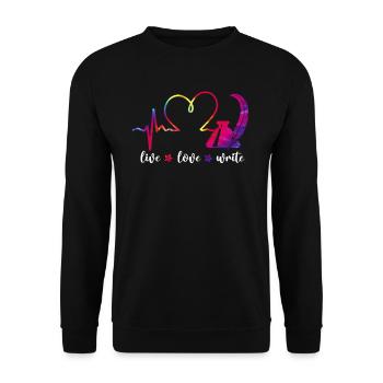 Writing Heart Novel Writer & - Unisex Sweatshirt - black - Front - Alina (178cm) & Michal (187cm)