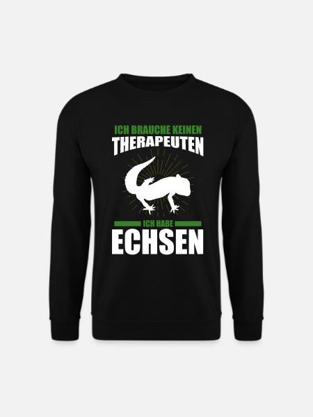 Ich brauche keine Therapeuten ich habe eine Echse - Unisex Pullover - Schwarz