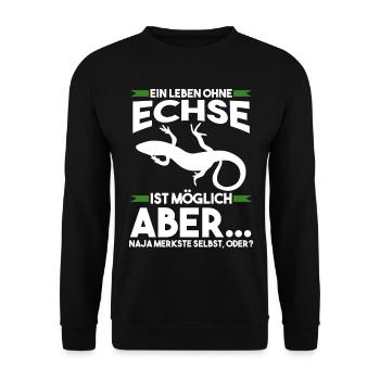 Terrarium Echse Echsen - Unisex Pullover - Schwarz - Vorne - Alina (178cm) & Michal (187cm)