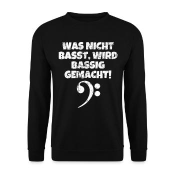 Was nicht Basst Bass Gitarre Musiker Gitarist - Unisex Pullover - Schwarz - Vorne - Alina (178cm) & Michal (187cm)
