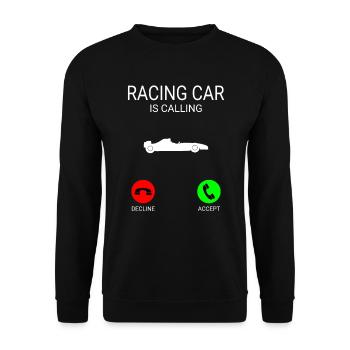 Racing Car is calling fantastic racing car tee - Unisex Pullover - Schwarz - Vorne - Alina (178cm) & Michal (187cm)