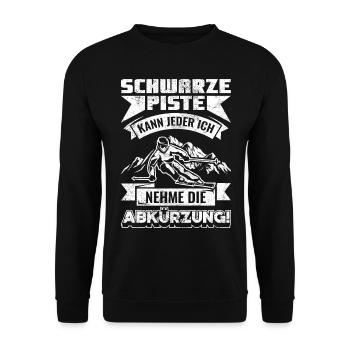 Skifahren lustige Skifahrer Sprüche - Unisex Pullover - Schwarz - Vorne - Alina (178cm) & Michal (187cm)