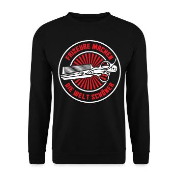 Friseur - Unisex Pullover - Schwarz - Vorne - Alina (178cm) & Michal (187cm)